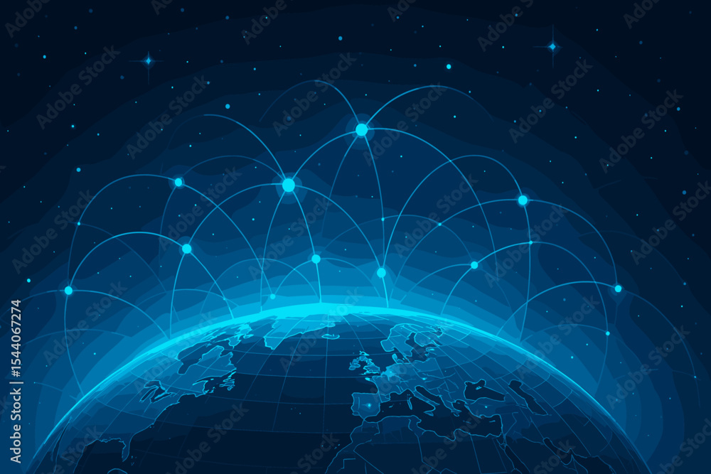 Poster futuristic global network connection concept, abstract science data background. digital technology c