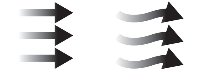 Vector Arrows Set Showing Wind Flow, Air Circulation, and Motion Direction in Blue Gradient