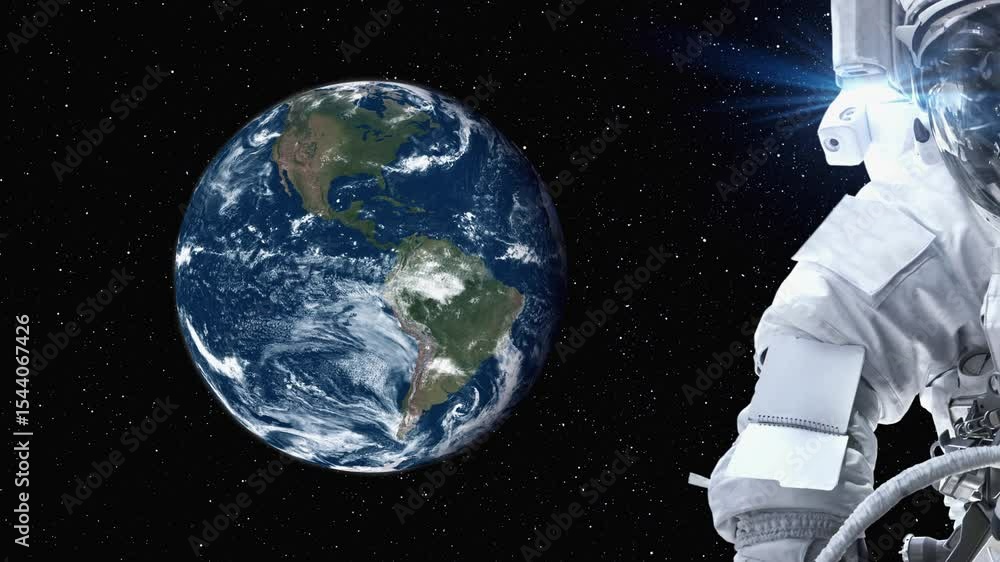 Wall mural astronaut spaceman do spacewalk while working for spaceflight mission at space station . astronaut w