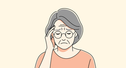 Senior Woman Experiencing Headache Pain and Feeling Tired and Ill
