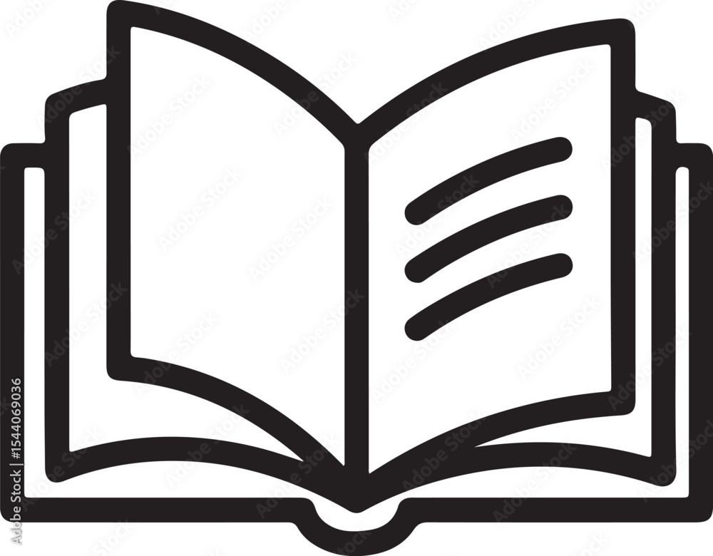 Poster open book icon with lines for text simple symbolic representation for education or information acces