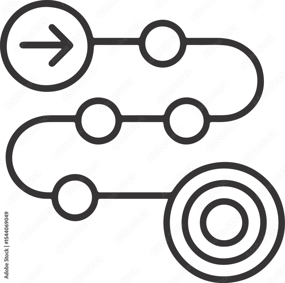 Poster path to achievement circular journey graphic representation guiding from start to goal linear symbol