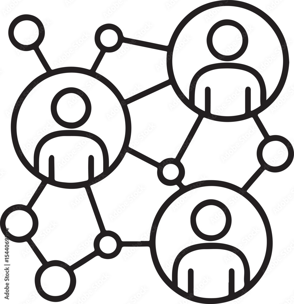 Poster a visual representation of interconnectedness displaying people and nodes symbolizing networks and r