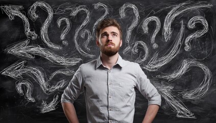 Man Contemplating Life Choices and Uncertain Future A Visual Representation of Decision-Making