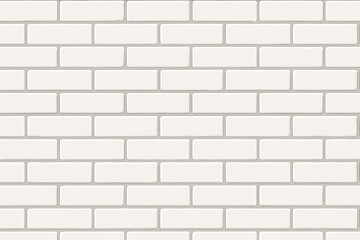 White brick wall texture vector background. Seamless pattern for contemporary architecture or interior design. Modern clean subway tile wallpaper backdrop. Masonry cartoon illustration.