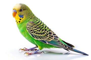 Vibrant Green Budgie Parrot Isolated