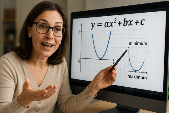Math Teacher Explaining Quadratic Function - Photo