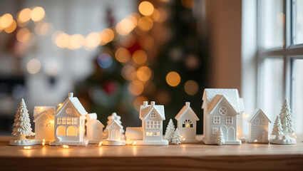 Enchanted White Ceramic Christmas Village Scene