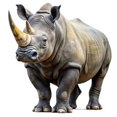 Fototapeta premium Powerful white rhinoceros isolated on white background
