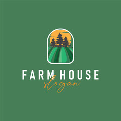 modern farm logo design with simple concept of farmer in agriculture illustration symbol livestock for product illustration template