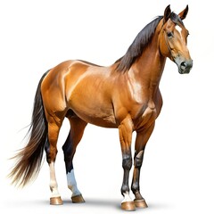 Obraz premium Chestnut horse standing isolated on white background