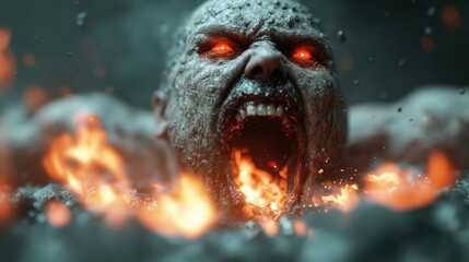 A powerful image of a figure in anguish, with fiery elements surrounding them, representing raw emotions of rage, fear, and intensity in the face of adversity.