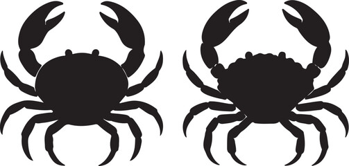 Crab Silhouettes Contrasting Smooth and Textured Shells showcasing the Unique Forms of Sea Creatures in a Stark Composition