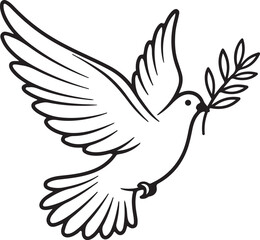 Elegant Dove of Peace Illustration Conveying Serenity and Hope Symbolic of Harmony and New Beginnings Represented Through Simple Yet Evocative Line Art