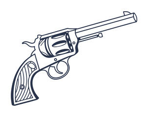 Stylish Blue Revolver Vector Icon Set for Action and Western Design Projects