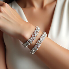 Stunning Diamond Party Bracelet Highlighted by the Model
