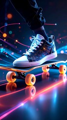 Neon Skateboard Rider.