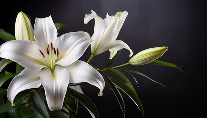 Fototapeta premium elegant white lilies floral stem