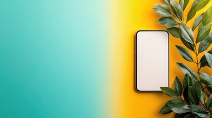 A sleek smartphone positioned on a vibrant gradient background, showcasing modern technology and design in a minimalist aesthetic that emphasizes simplicity and style.