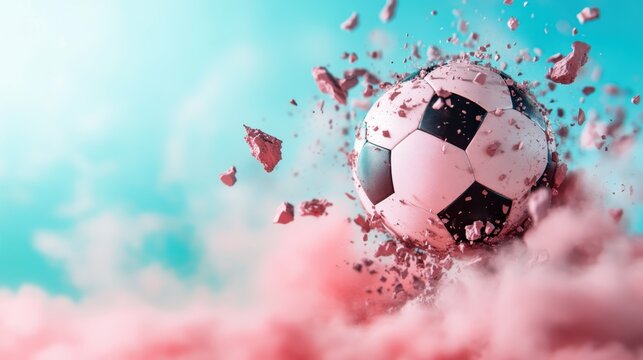 A dynamic image of a soccer ball being kicked up in a cloud of dust, capturing the essence of sportsmanship, energy, and excitement in the world of soccer.