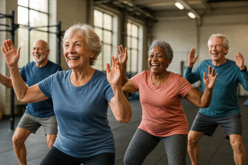 Happy Seniors Exercising