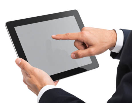 businessman touching tablet png transparent - Powered by Adobe