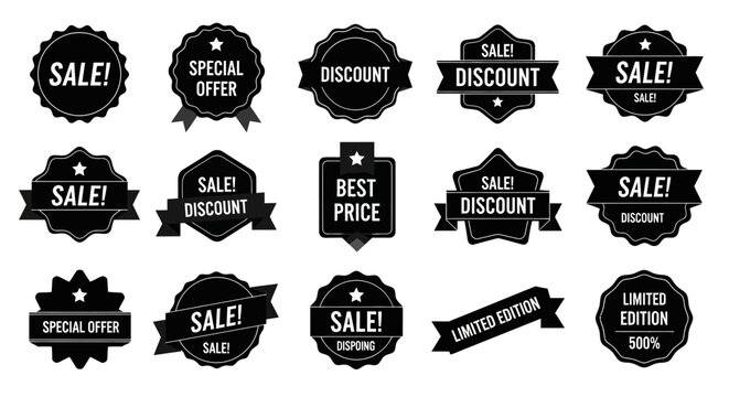 Black Friday Sale Discount Badges and Labels Vector Graphics