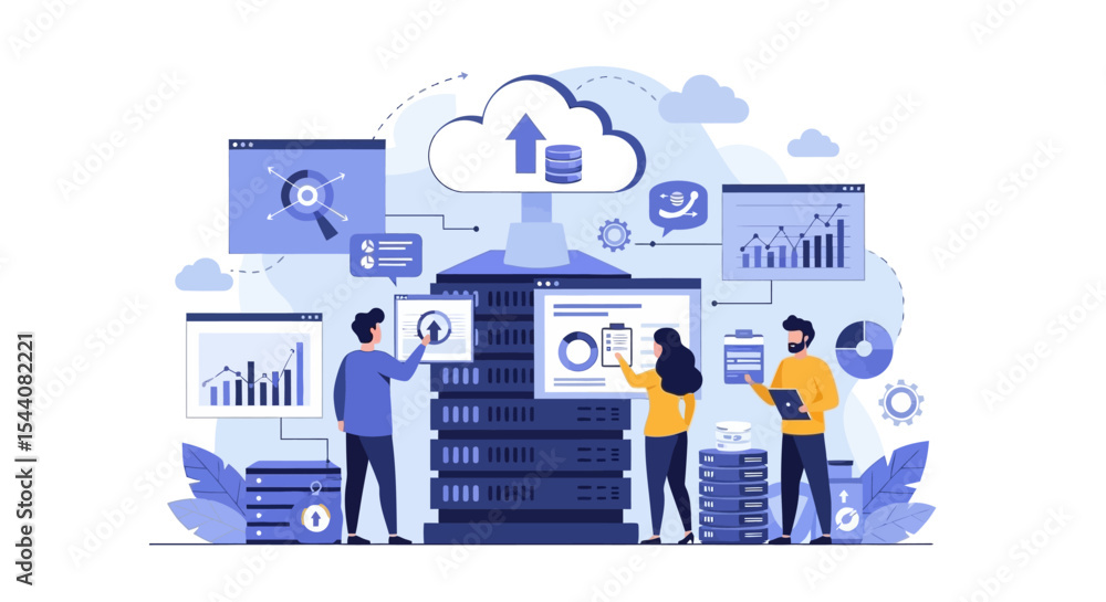 Poster cloud computing data analysis, server management, and team collaboration