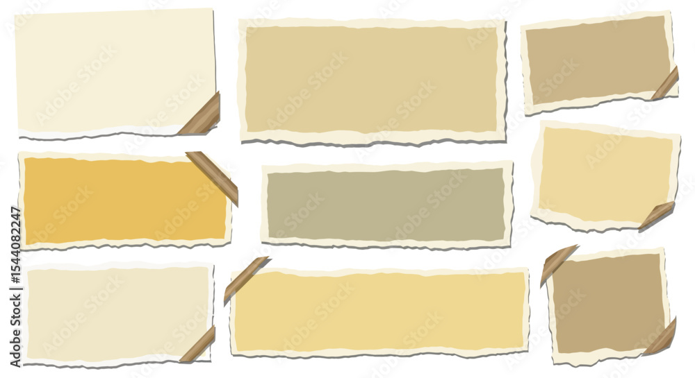 Poster torn paper edges collection variety of shapes and colors for design projects