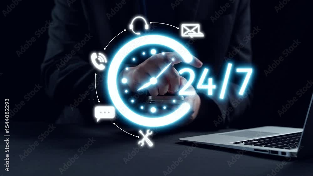 Poster a professional user engages with a futuristic smart hr ai system, featuring digital profiles and a s