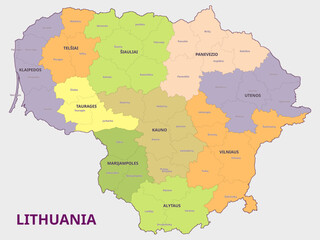 Map of Lithuania Administrative Regions