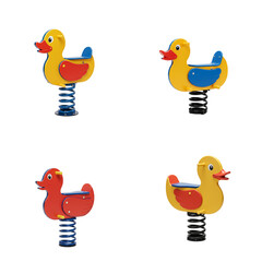 Colorful spring riding ducks for children's playground equipment  