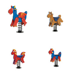 Colorful children’s spring riders in playful animal designs  