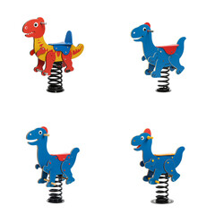 Colorful dinosaur spring riders in playful design for children  
