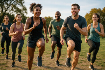 Group of Runners Exercising Outdoors - Photo