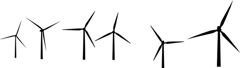 Wind turbines silhouette power renewable energy isolated
