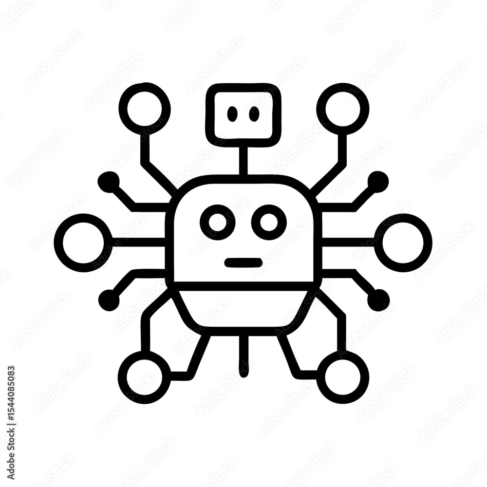 Poster download ai robot vector icon: artificial intelligence, automation and machine learning concept desi