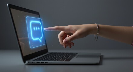 Glowing message button on modern laptop