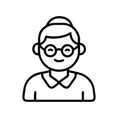 Find a friendly grandma icon vector image for your design needs featuring senior woman with glasses