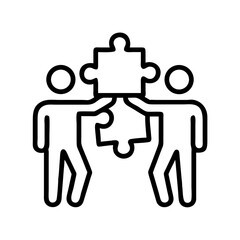 Teamwork collaboration business solution concept with people holding puzzle pieces together icon vector