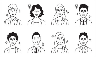 Eight diverse business people with ideas