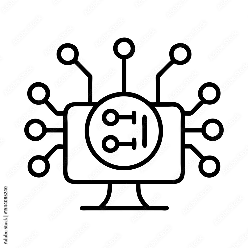 Poster network connection computer technology diagram icon for digital data and cloud computing concept