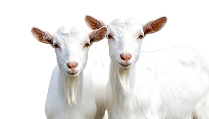 Obraz premium Two White Goats Isolated.