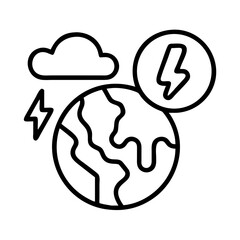 Global weather patterns and climate change impact on earth with lightning and cloud illustration