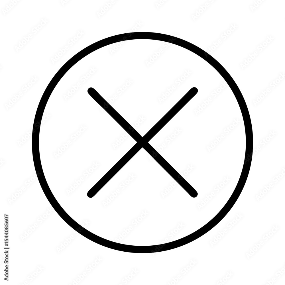 Poster cross mark icon in circle symbol for delete remove close or cancel button vector graphic design elem