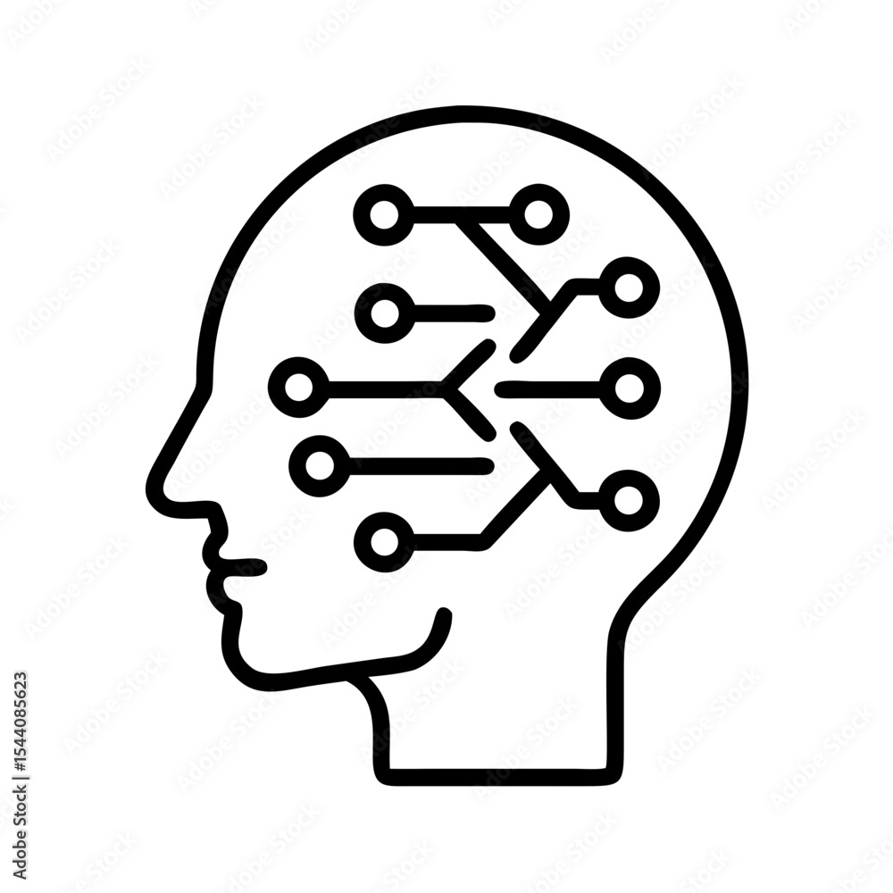 Poster artificial intelligence ai brain technology concept vector design with neural network connection ico