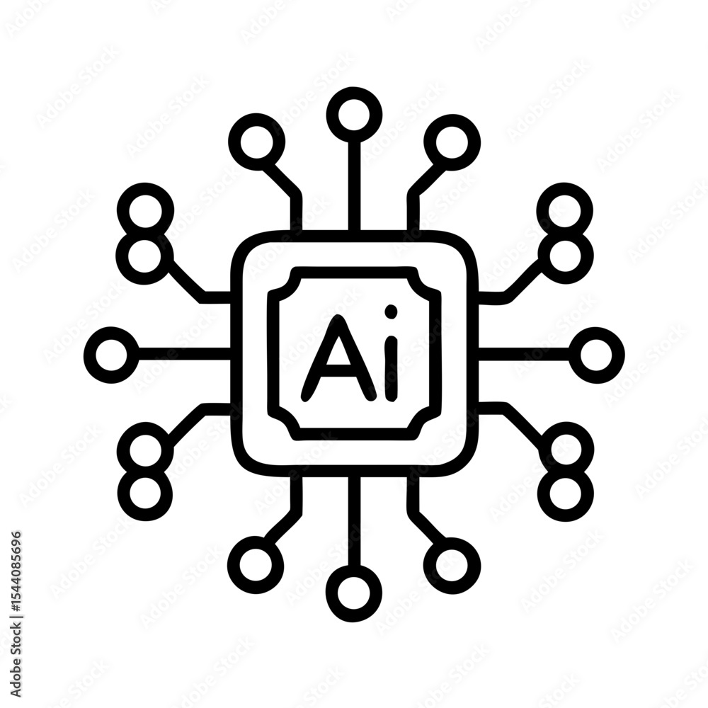 Poster ai artificial intelligence chip vector icon illustration for machine learning and neural network des
