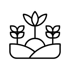 Outline illustration of agriculture plants growing in soil for farming and gardening concept design