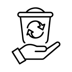 Recycling concept icon vector, hand holding recycle bin, eco friendly waste management illustration