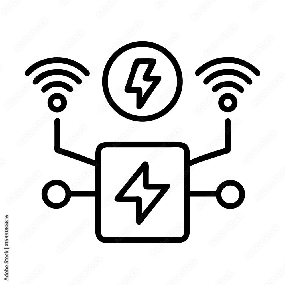 Aufkleber smart energy network power grid with wifi connection and electricity transmission icon vector design